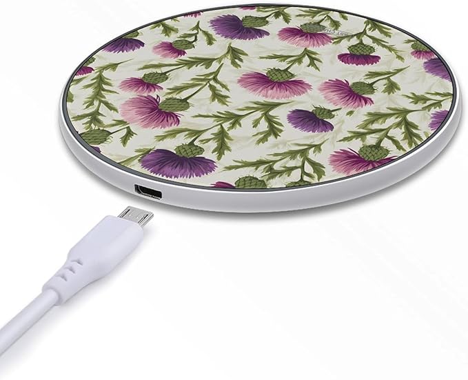 Scottish Thistles Flower Fast Portable Charger 10W Funny Graphic Phone Charging Pad with USB Cable