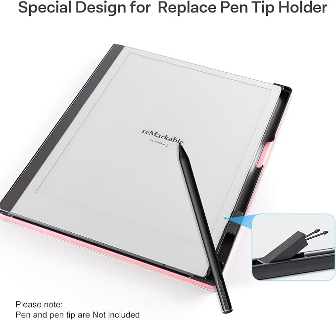 CoBak Case for Remarkable 2 Paper Tablet - Lightweight and Hard Back Shell Protective Book Folio Cover with Built-in Pen Holder - for 10.3 2020 Released (Pink)