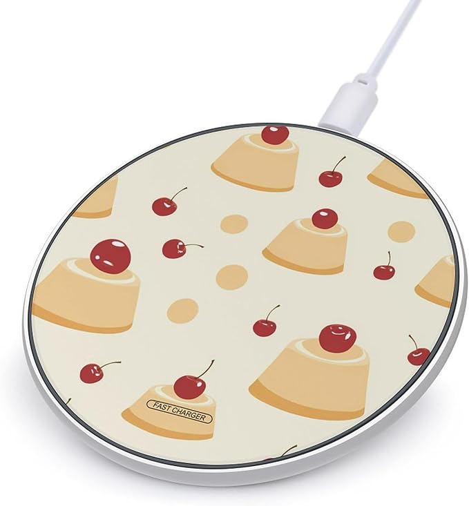 Cheese Pudding Cherries Phone Charger Magnetic Charging Pad Anti-Slip with USB Cable