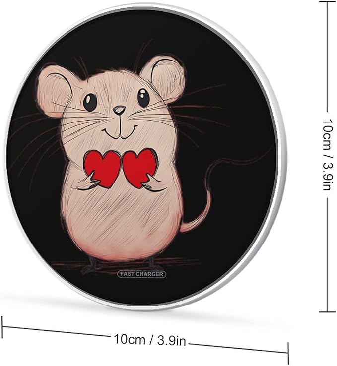 Rats Holding Two Hearts Phone Charger Magnetic Charging Pad Anti-Slip with USB Cable