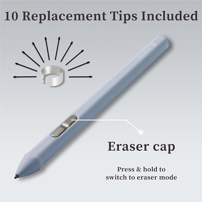 SY05 EMR Stylus Pen for Kindle Scribe &amp Remarkable 2 4096 Pressure Digital Eraser Battery-Free Magnetic Attach 10 Replacement Tips (Gray)