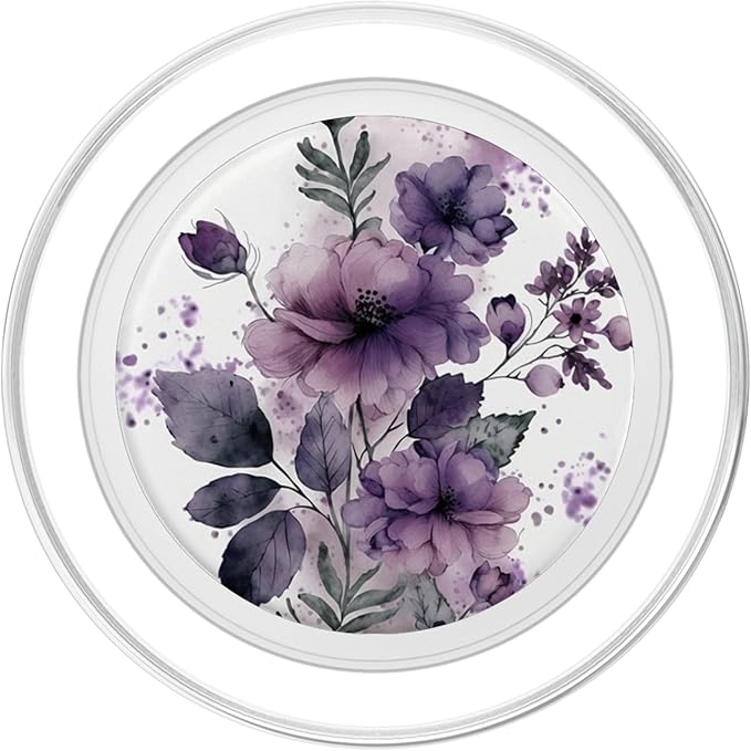 Purple Lavender Blossom Leaves Flower Floral Girly PopSockets PopGrip for MagSafe