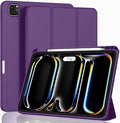ZryXal New iPad Pro 13 Inch Case (M5) 2025 / (M4) 2024 with Pencil Holder Smart iPad Case [Support Pencil Pro and Pencil (USB-C)] Support Touch ID and Auto Wake/Sleep (New Dark Purple)