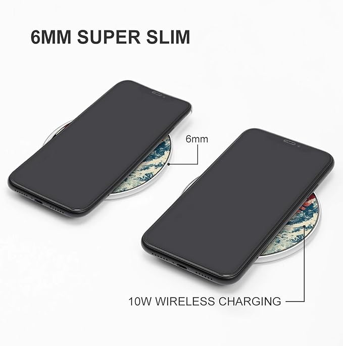 Surfing Surfer Sun Japanese Wave Fast Portable Charger 10W Funny Graphic Phone Charging Pad with USB Cable