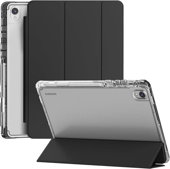 Miimall for Samsung Galaxy Tab S11 Case (2025) Galaxy Tab S11 Case with Stand Slim Hard PC Translucent Back Shell Auto Wake/Sleep Black