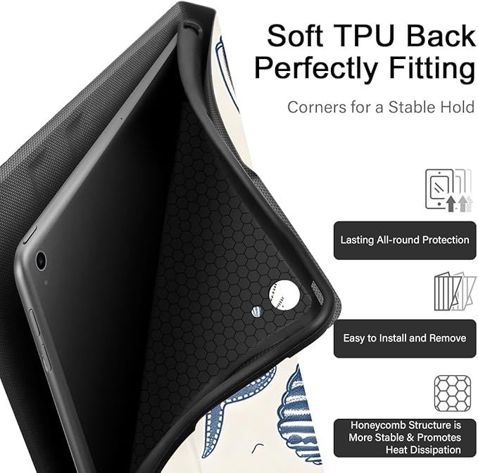 Aesthetic Summer Shells Tablet Case for iPad Air 5th/4th 2022/2020 10.9/Air 11(M3 2025/M2) 11 Cute Ocean Beach Starfish Pattern Cover for Girl Women Trendy Protective Flip PU Leather Funda