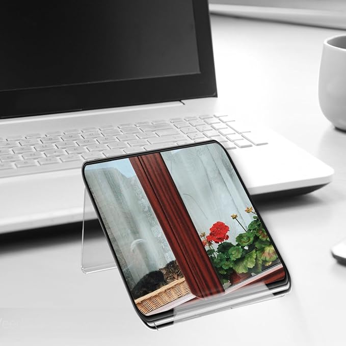 POPETPOP Phone Stand for Desk Stylish Desktop Holder for Landline Cellphones Durable Support for Office Use Non Slip Design Maximizing Space Transparent Riser