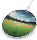 Green Baseball Field Backdrop Wireless Charger Fast Wireless Charging Pad with USB Cable 10W Anti-Slip Magnetic Wireless Charger Portable Slim Charger Puck Travel Charging Station