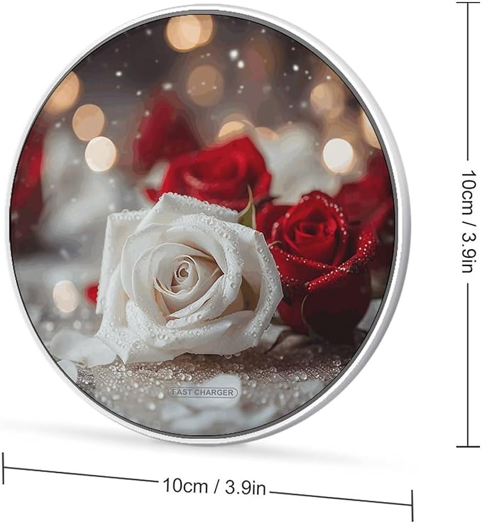Roses in Background Wireless Charger Fast Wireless Charging Pad with USB Cable 10W Anti-Slip Magnetic Wireless Charger Portable Slim Charger Puck Travel Charging Station