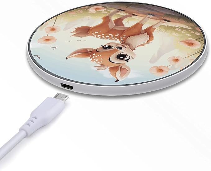 Lovely Deer Wireless Charger Fast Wireless Charging Pad with USB Cable 10W Anti-Slip Magnetic Wireless Charger Portable Slim Charger Puck Travel Charging Station