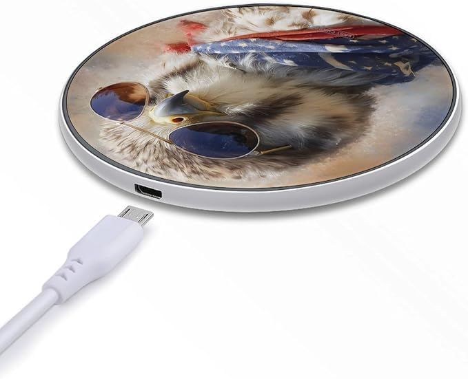 4th of July Hawks U.S.A. Fast Portable Charger 10W Funny Graphic Phone Charging Pad with USB Cable