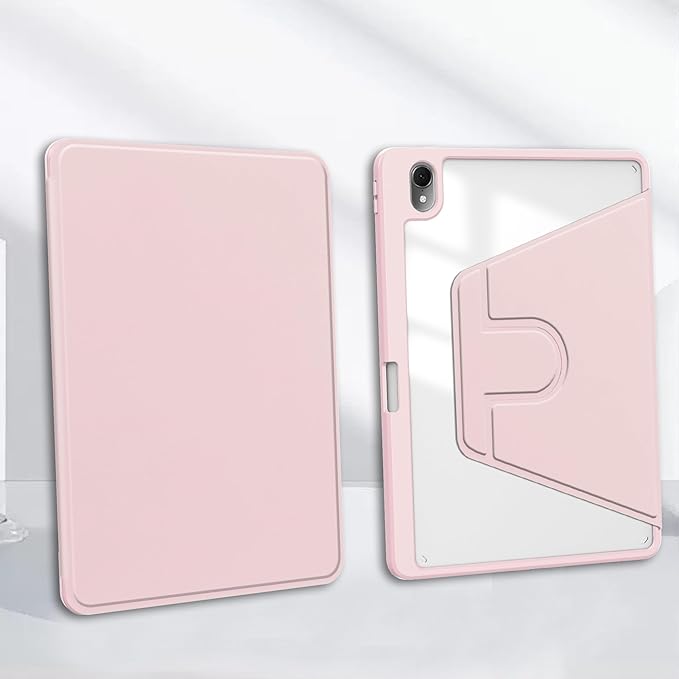 Rotating Case for Huawei MatePad SE 11 inch 2024 with Pencil Holder360 Degree Rotation Protective Stand Smart Tablet Slim Hard Shell Folio Cover Clear Back Auto Wake/Sleep (Pink)