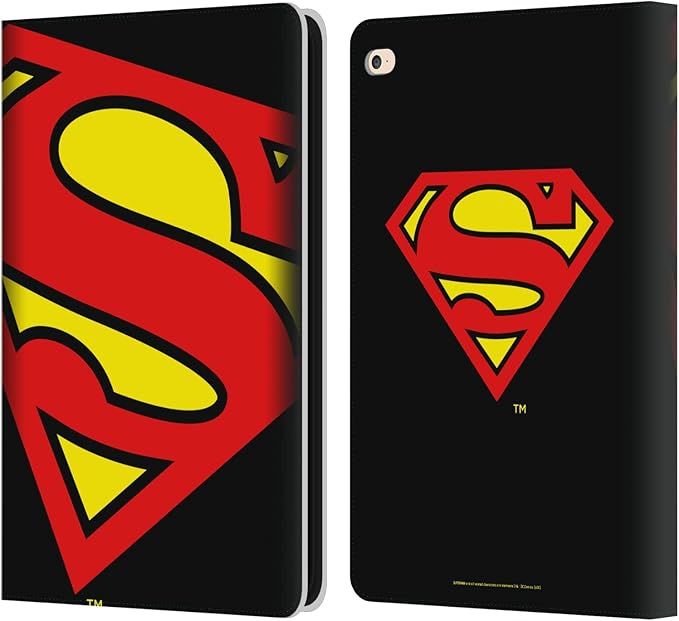 Head Case Designs Officially Licensed Superman DC Comics Oversized Logos Leather Wallet Case Compatible with Apple iPad Air 2 (2014)