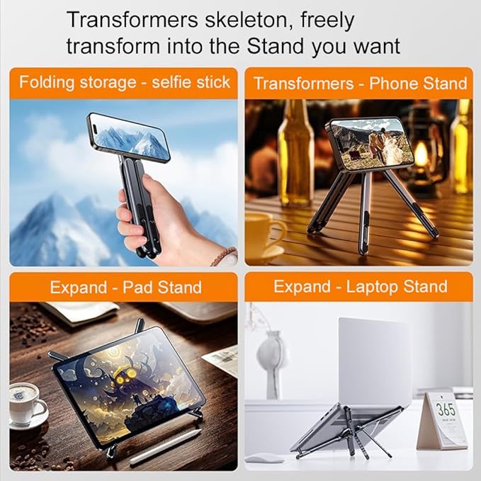 Multi-Purpose Portable Magnetic Stand Suitable for Smartphones PadLaptop AluminumAlloy MaterialSuitable fortraveling Official Working and Leisure and Home Entertainment (E05-gray)