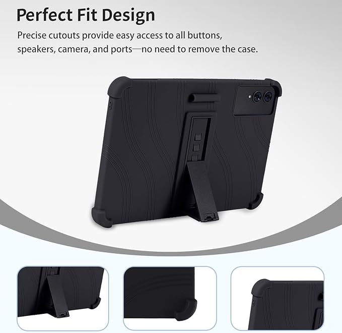 Case for TECLAST T65 13.4-Inch Tablet – Shockproof Silicone Protective Cover with Kickstand Drop-Resistant Business Style (Black)
