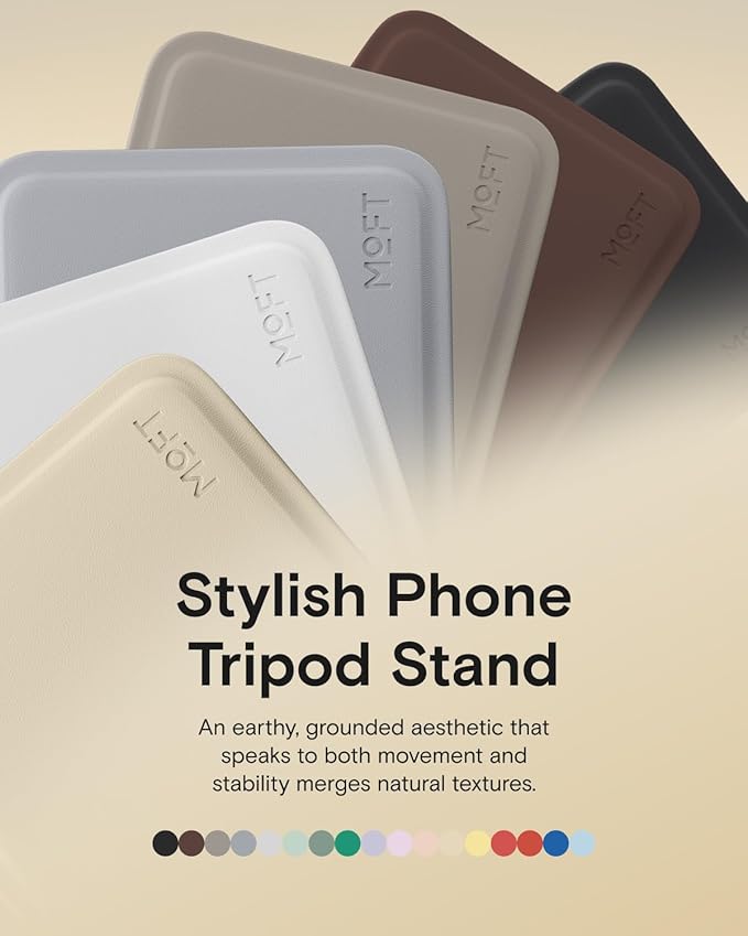 MOFT Phone Stand Magnetic Phone Tripod Stand Stain-Resistant MOVAS Leather &amp Angle Adjustment &amp Strong Magnets Tripod for iPhone 17/16/15/14/13/12 (Included Metal Ring)-Misty Cove