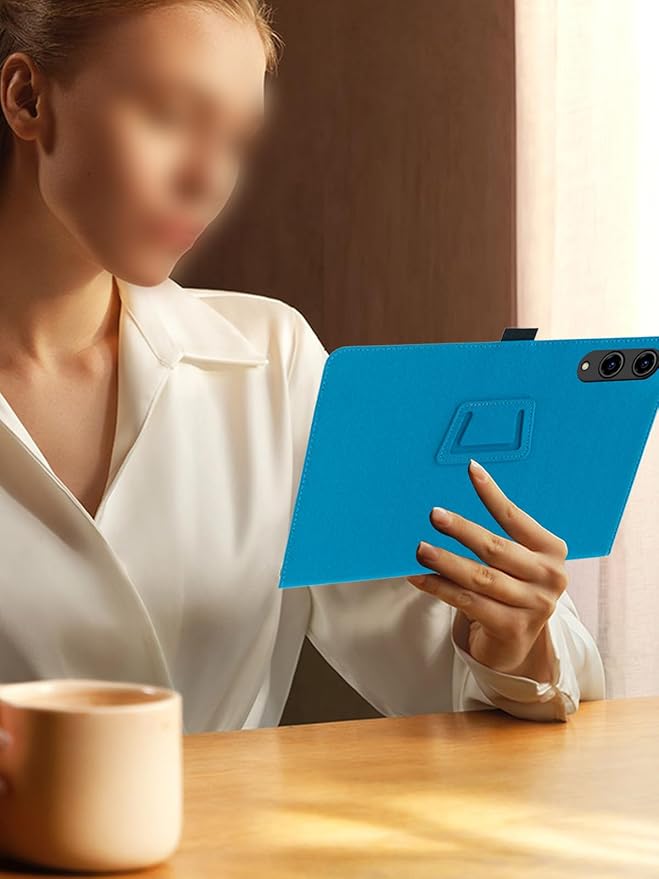 for TECLAST T65 13.4 Inch Tablet Case PU Leather Folding Cover with Pen Holder and Wrist Strap Business Travel Portable (Light Blue)
