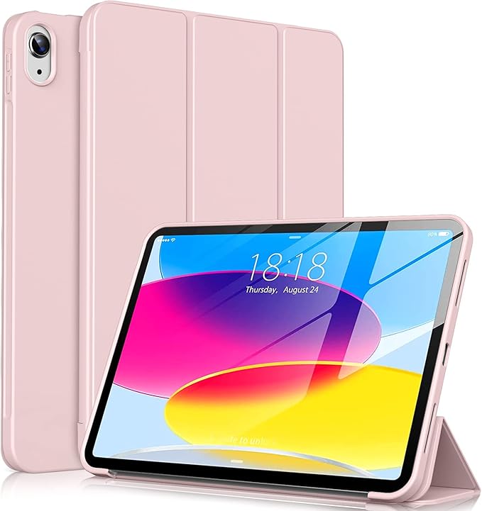 KENKE for iPad A16 11th Generation Case (11 Inch 2025 Release) iPad 10th Generation Case 10.9 Inch 2022 Without Pencil Holder Slim Trifold Stand Protective Cover with Soft TPU Back Pink