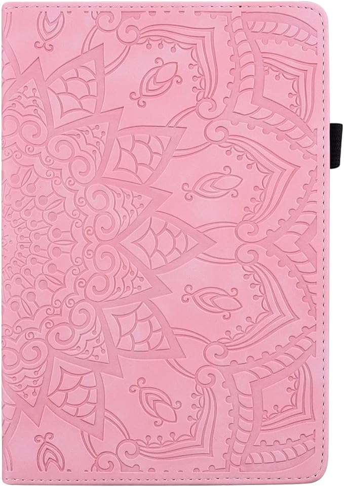 YEMENGHUA Heavy Duty Protection Compatible with Samsung Galaxy Tab A 8.0 T387 SM-T387V T387T T387A Slim Lightweight Embossed PU Leather Flip Holder Tablet PC Case Card Slot Tablet Case(Pink)