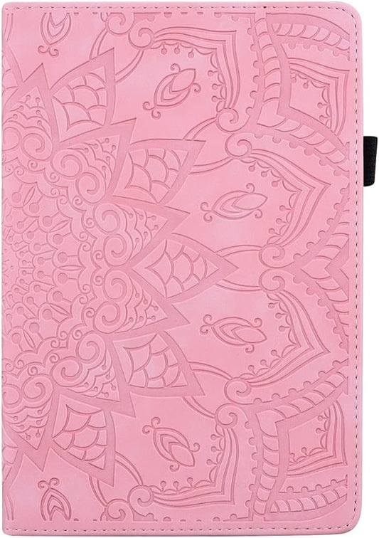 YEMENGHUA Heavy Duty Protection Compatible with Samsung Galaxy Tab A 8.0 T387 SM-T387V T387T T387A Slim Lightweight Embossed PU Leather Flip Holder Tablet PC Case Card Slot Tablet Case(Pink)