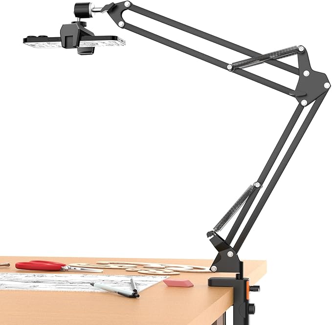 UBeesize Overhead Phone Mount Flexible Webcam Arm with Phone Holder and Ball Head Overhead Tripod for Phone Drawing Live Streaming Cooking Flat Photography