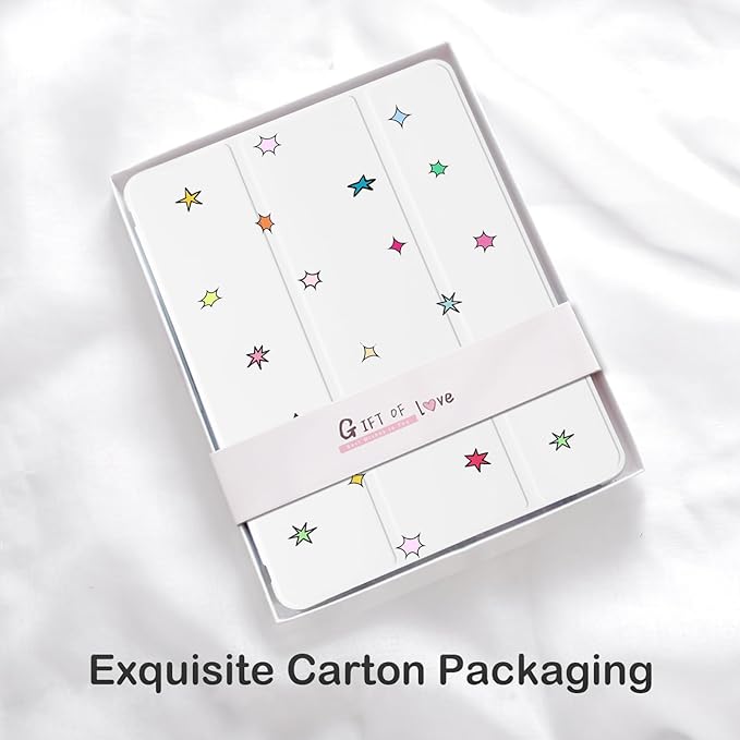 Cute Kawaii Star for iPad (A16) 11th Gen Case 11 Inch 2025 for iPad 10th Gen Case 10.9 Inch 2022 with Pencil Holder Auto Sleep/Wake White Leather Soft TPU Back Cover