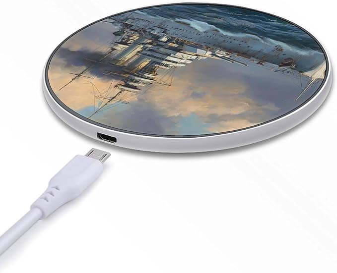German Sailing Ship Fast Portable Charger 10W Funny Graphic Phone Charging Pad with USB Cable