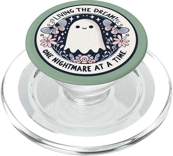 Spooky Ghost Dark Humor Living The Dream Bookish Reading PopSockets PopGrip for MagSafe