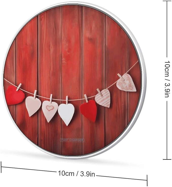 Heart Shape on Wall Wireless Charger Fast Wireless Charging Pad with USB Cable 10W Anti-Slip Magnetic Wireless Charger Portable Slim Charger Puck Travel Charging Station