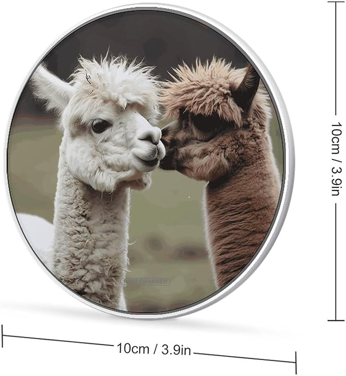 Funny Alpaca Wireless Charger Fast Wireless Charging Pad with USB Cable 10W Anti-Slip Magnetic Wireless Charger Portable Slim Charger Puck Travel Charging Station