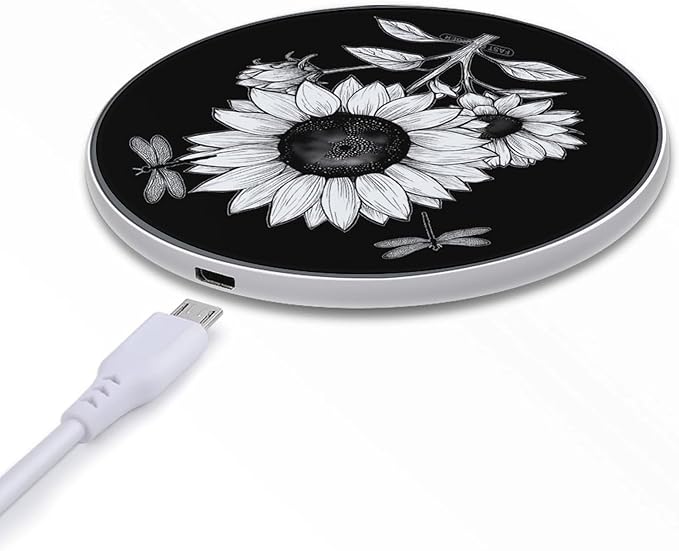 Sunflower with Dragonflies Phone Charger Magnetic Charging Pad Anti-Slip with USB Cable