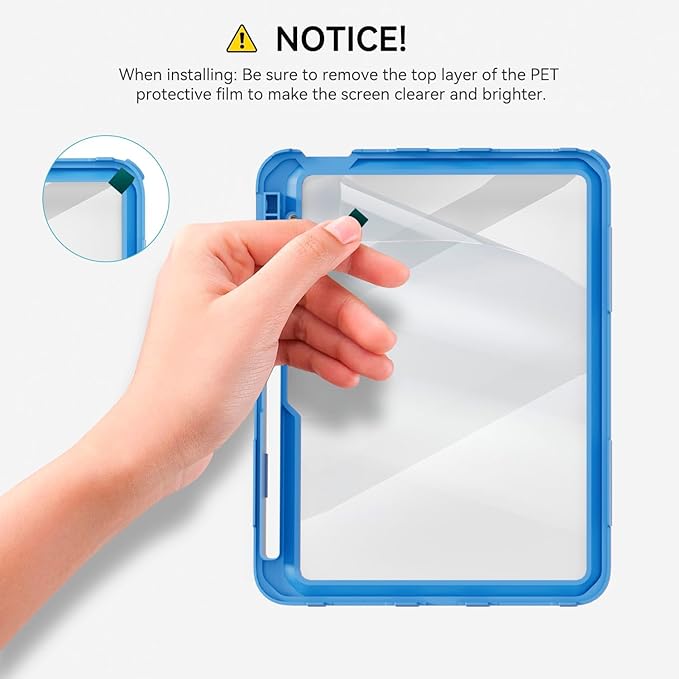 Case for iPad 10th Generation 10.9inch 2022with Built-in Screen Protector and KickstandHand StrapShoulder Strap for New Apple iPad 10.9 Inch(Black/Blue)
