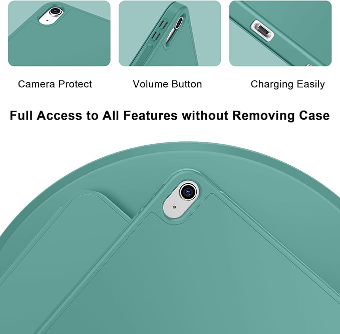 Case for iPad (A16) 11 Inch 2025/iPad 10th Generation 10.9 Inch 2022 Slim Trifold Stand Protective Cover with Pencil Holder and Soft TPU BackSupport Auto Sleep/Wake (Forest Green)