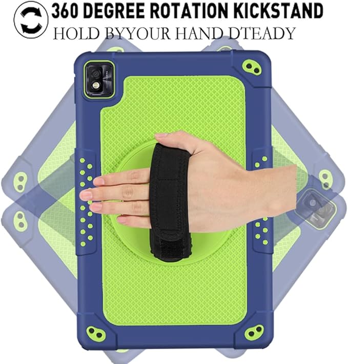 Mignova for TCL Tab Pro 5G Tablet Case Built in Rotating Kickstand/Shoulder Strap Hand Strap Hybrid Shockproof Armor Kids Friendly Case for Nokia T20 / Vastking KingPad M10 10.36 inch (Navy+Green)