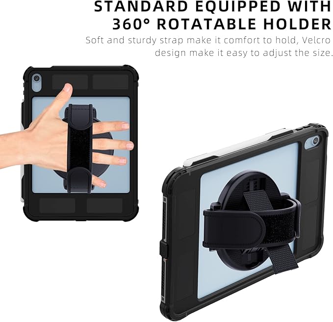 Compatible with iPad (A16)/10th Generation IP68 Waterproof Case A3354 A3355 A2757 A2696 w/Pencil Holder Kickstand Lanyard Shock-Proof Full-Sealing Cover Compatible with Magic Keyboard