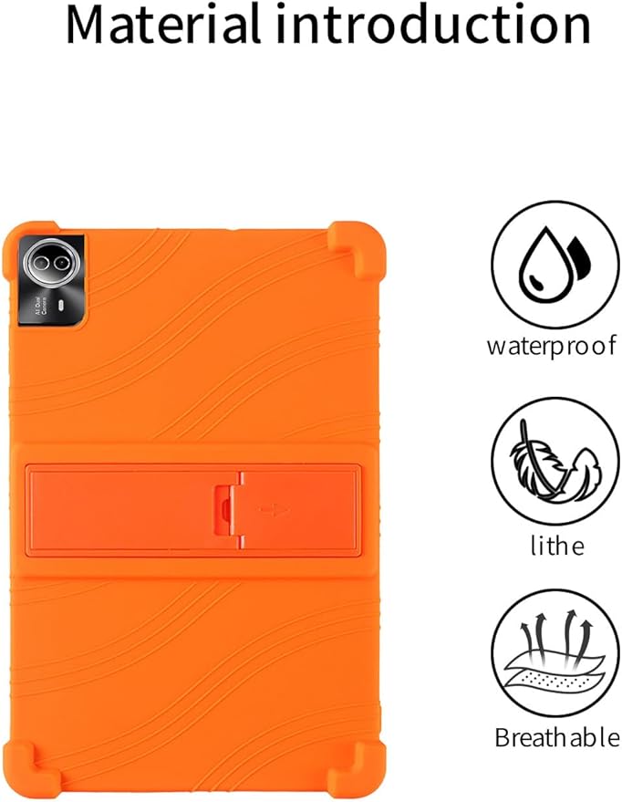 for Urao G140L 14 Inch Tablet CaseBOVUGAC Soft Silicone Adjustable Stand Shockproof Kids Friendly for Higrac G140L 14 Tablet(Orange)