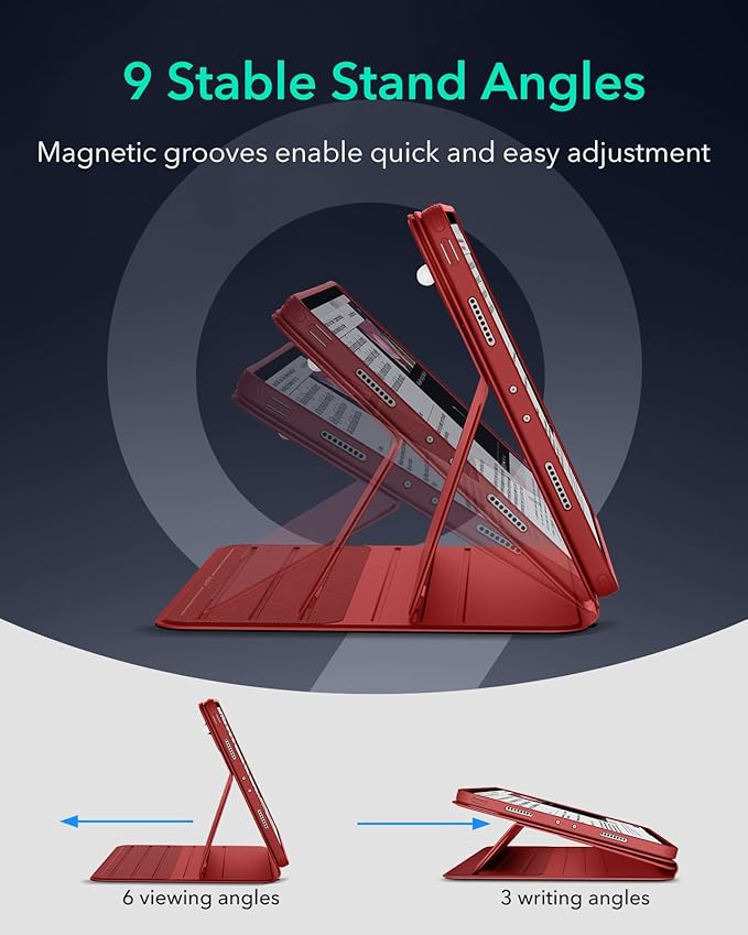 ESR for iPad Pro 12.9 Case (6th/5th Generation 2022/2021) Removable Magnetic Cover Adjustable Portrait/Landscape Stand with Raised Display View 9 Standing Angles Shift Series Red