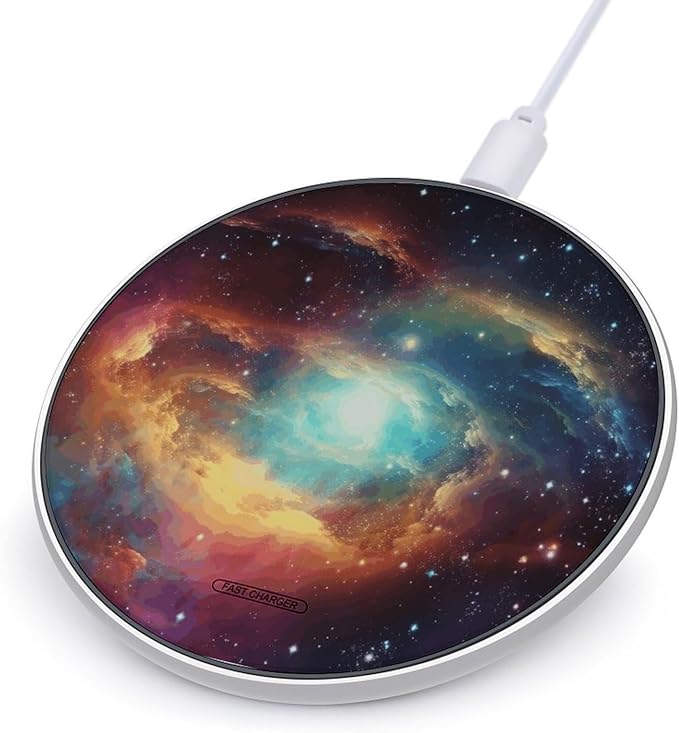 Gorgeous Galaxy Wireless Charger Fast Wireless Charging Pad with USB Cable 10W Anti-Slip Magnetic Wireless Charger Portable Slim Charger Puck Travel Charging Station