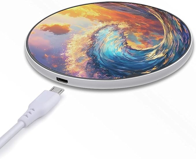 Ocean Wave Wireless Charger Anti-Slip Wireless Charging Pad Slim Charger Mat for Men Women