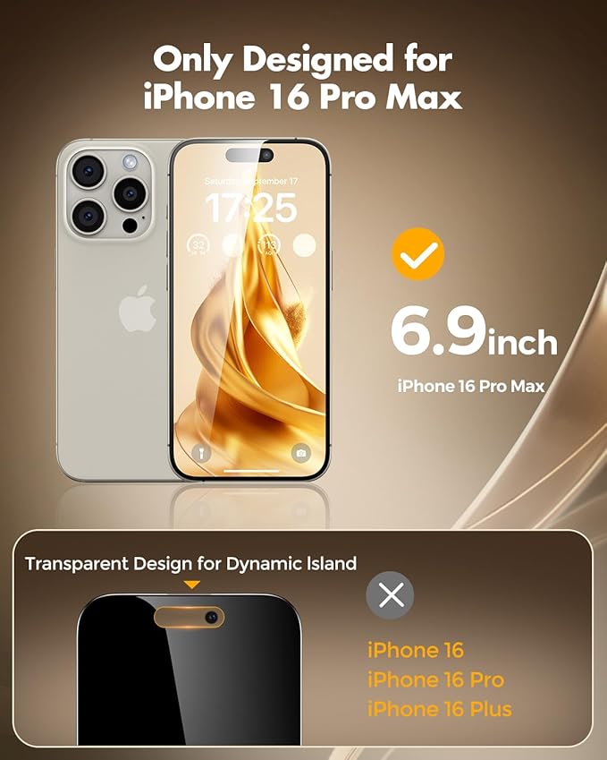 UNBREAKcable Privacy Screen Protector for iPhone 16 Pro Max Full Coverage Shatterproof Tempered Glass[True 28°Anti Spy][9H Hardness][Easy Installation Frame]2-Pack Private Screen for iPhone 16 ProMax