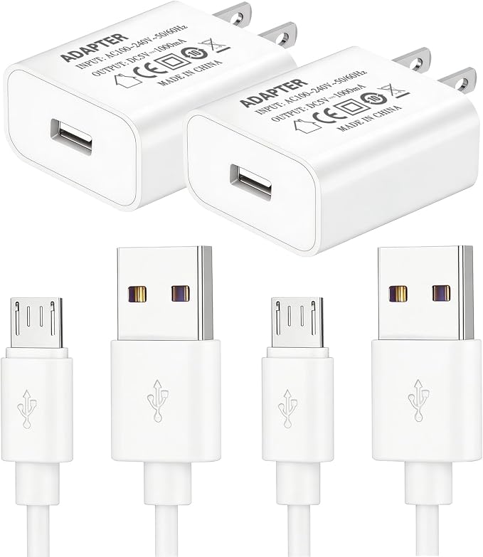 2 × (5v1a white+micro usb cable)
