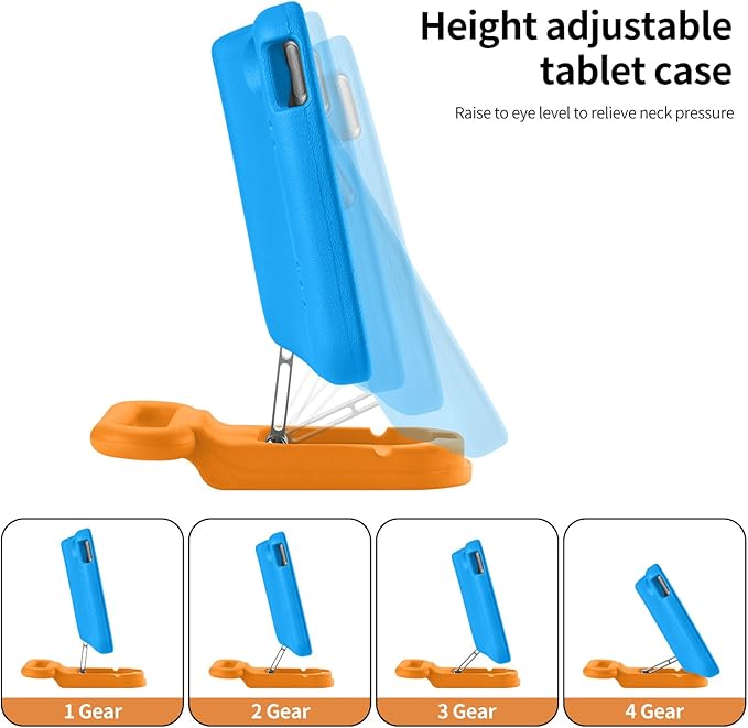 Kids Case for iPad (A16) 11th/10th Gen 10.9'' 2025/2022Adjustable Portrait/Landscape Stand/Drop Proof with HandleChild Friendly Case for iPad Air 11 (M4/M3/M2) 2026/2025/2024 (Blueorange)