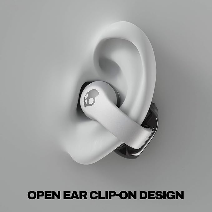 Skullcandy Push 720 Open Wireless Open Ear Bluetooth Earbuds Headphones Waterproof Clip-On Lightweight Design 30 Hours Battery Wireless Charging Pouch Microphone for iPhone Android - Chrome