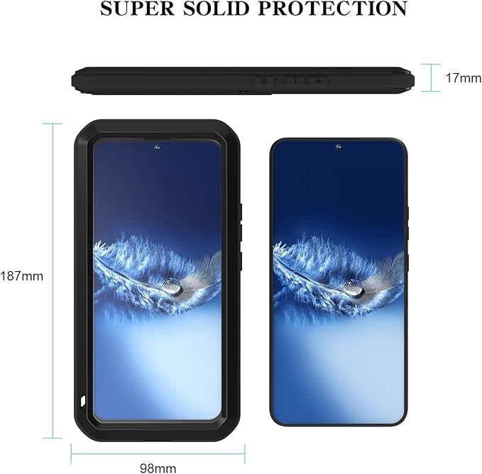 LOVE MEI Military Rugged Case for Samsung Galaxy S22 Plus with Tempered Glass Screen Protector Shockproof Dustproof Scratch Proof Hybrid Metal and Silicone Gel Heavy Duty Full Body Cover Black