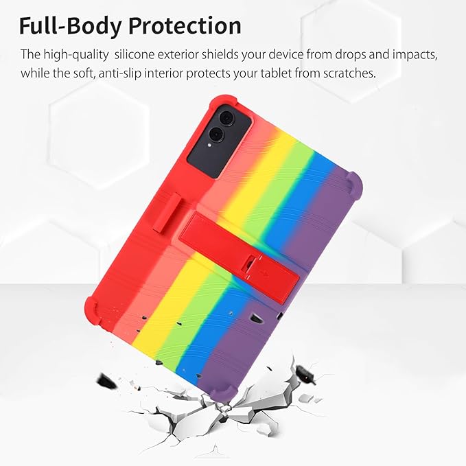 Case for TECLAST T65 13.4-Inch Tablet – Shockproof Silicone Protective Cover with Kickstand Drop-Resistant Business Style (Rainbow)