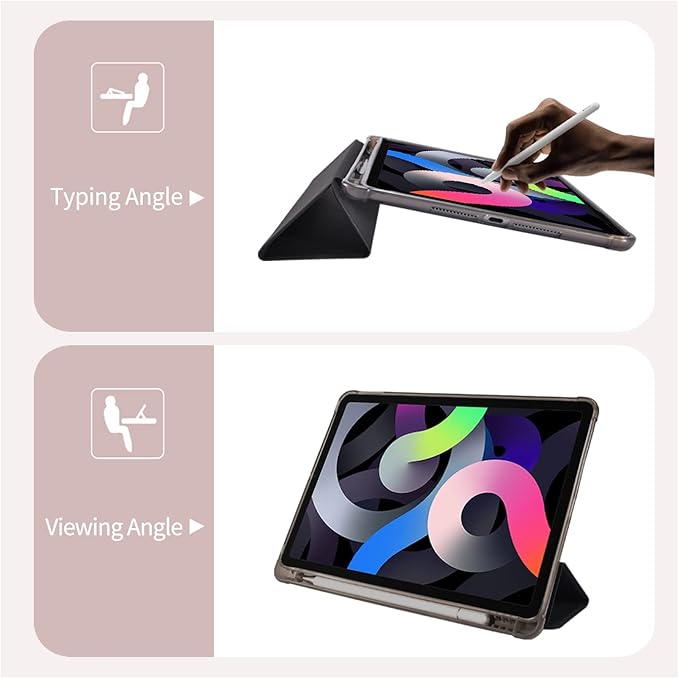 Cute Kawaii Bow for iPad Air 13 Inch Case M3 2025/M2 2024 with Pencil Holder Auto Sleep/Wake Black Leather Soft TPU Back Cover