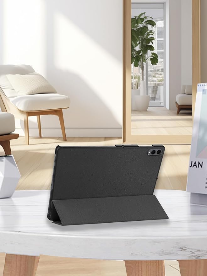 for Samsung Galaxy Tab S11 Ultra (SM-X936B) 2025 Android 14.6 Inch Tablet CaseBOVUGAC Tri-fold Tablet Case Cover for Galaxy Tab S11 Ultra 14.6Full Protection Premium PU Scratch Resistant.(Black)