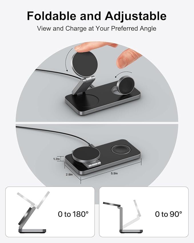 3-in-1 Charging Station for Samsung Magnetic Fast Wireless Charger Stand Compatible with MagSafe for Galaxy S26/S25/S24/S23/Z Fold/Flip Series Galaxy Watch Ultra/8/7/6/5 Galaxy Buds Pro/4/3/2