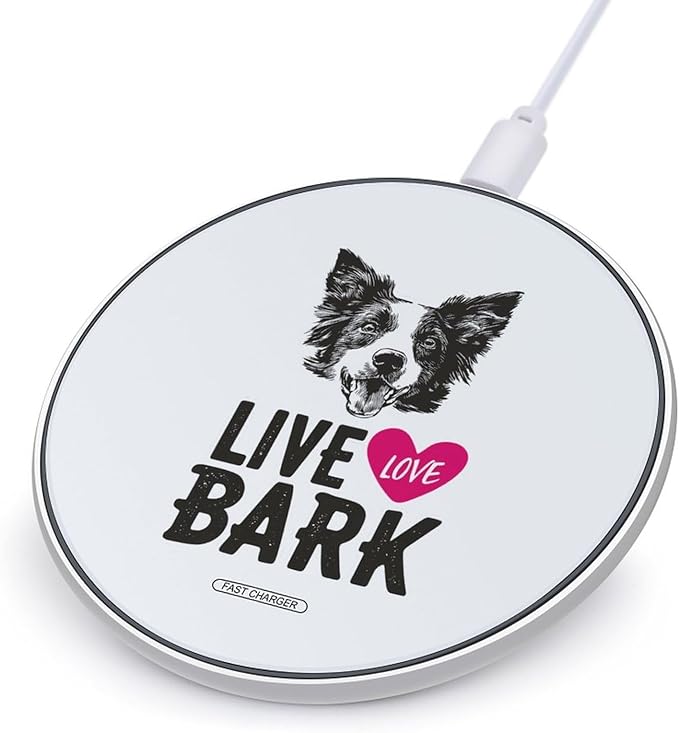 Live Love Bark Fast Portable Charger 10W Funny Graphic Phone Charging Pad with USB Cable