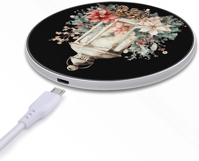 Vintage Festive Lantern Fast Portable Charger 10W Funny Graphic Phone Charging Pad with USB Cable